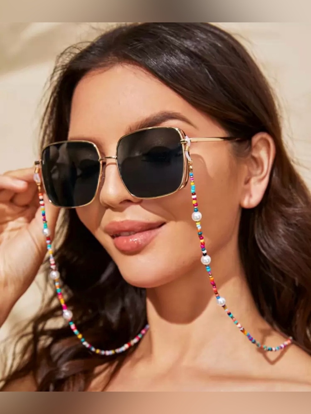 Beaded Sunglasses Chain with Multicolor Beads